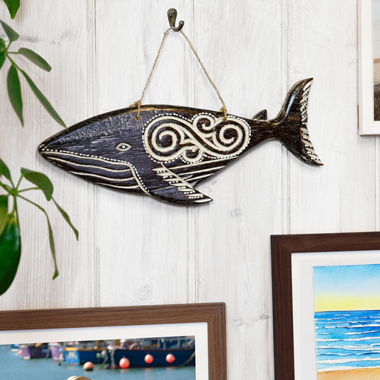 Hand Carved Whale Plaque